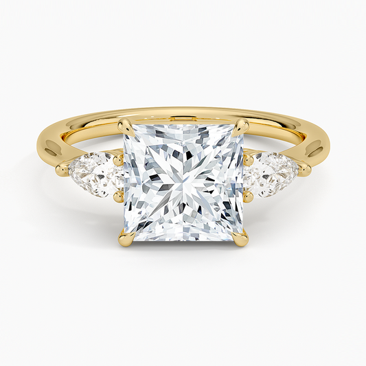 Classic Three Stone Princess Cut Moissanite Engagement Ring