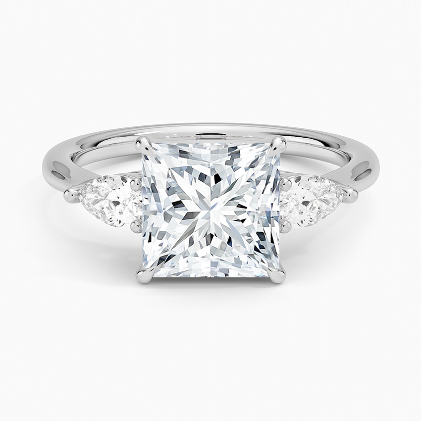 Classic Three Stone Princess Cut Moissanite Engagement Ring