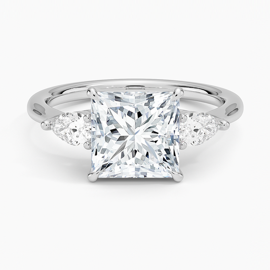 Classic Three Stone Princess Cut Moissanite Engagement Ring