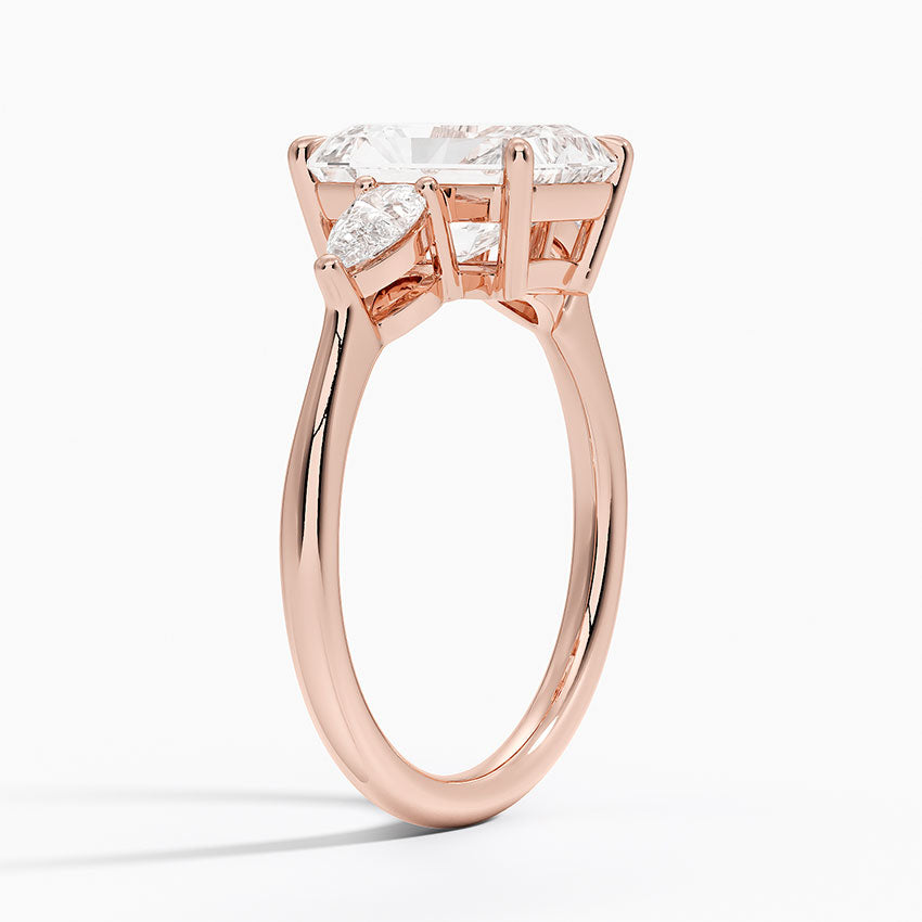 Classic Three Stone Radiant Cut Moissanite Engagement Ring