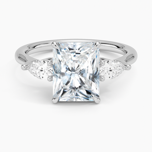 Classic Three Stone Radiant Cut Moissanite Engagement Ring