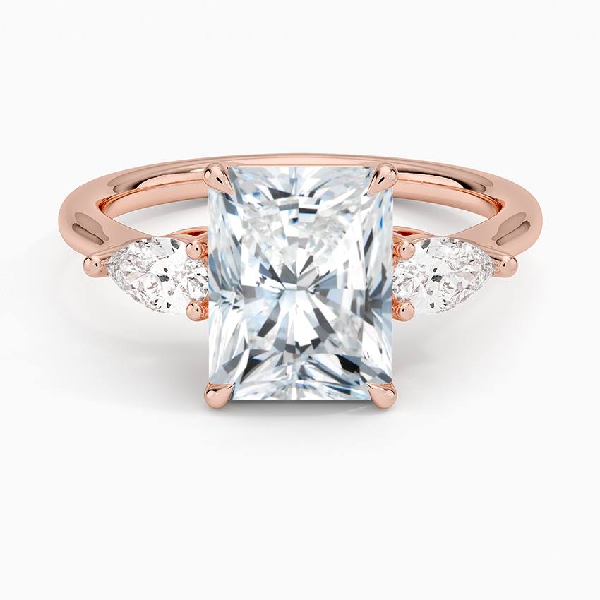 Classic Three Stone Radiant Cut Moissanite Engagement Ring