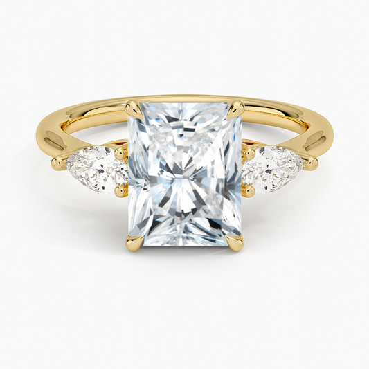 Classic Three Stone Radiant Cut Moissanite Engagement Ring