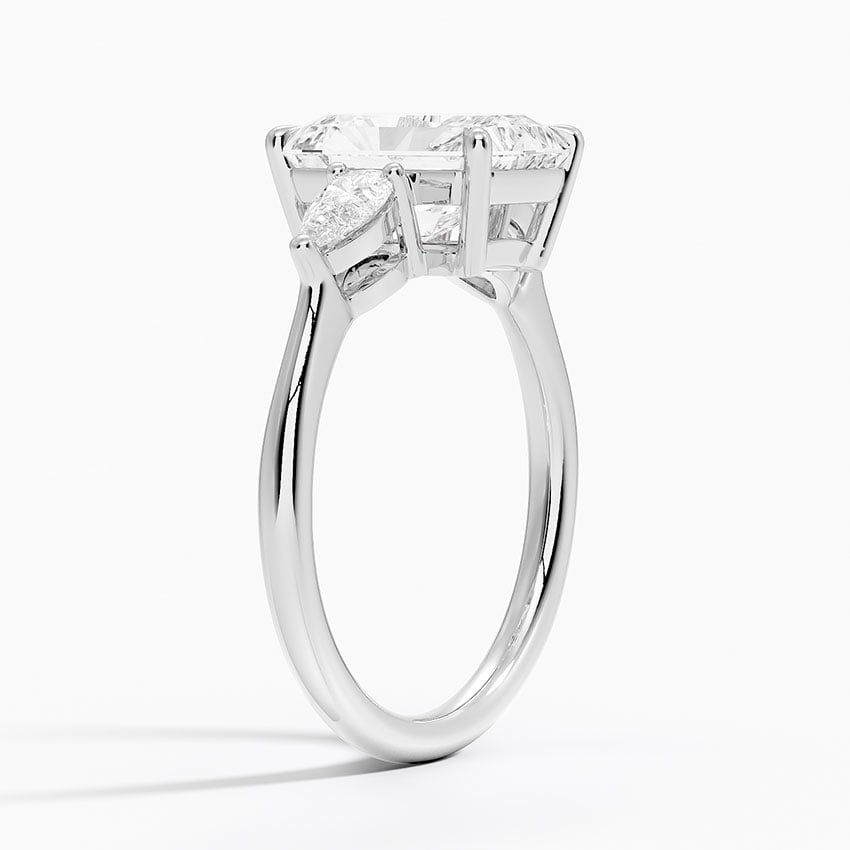 Classic Three Stone Radiant Cut Moissanite Engagement Ring