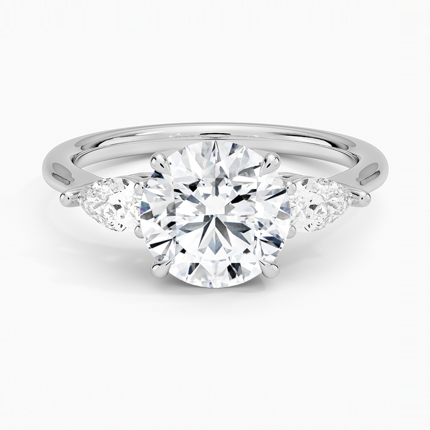 Classic Three Stone Round Cut Moissanite Engagement Ring