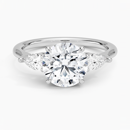 Classic Three Stone Round Cut Moissanite Engagement Ring