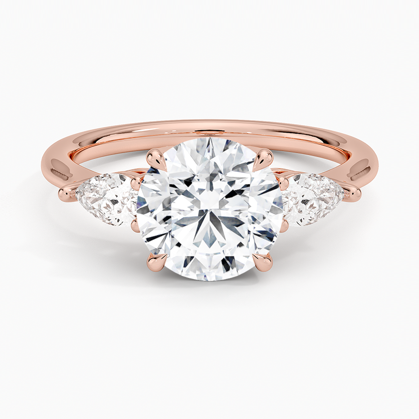 Classic Three Stone Round Cut Moissanite Engagement Ring