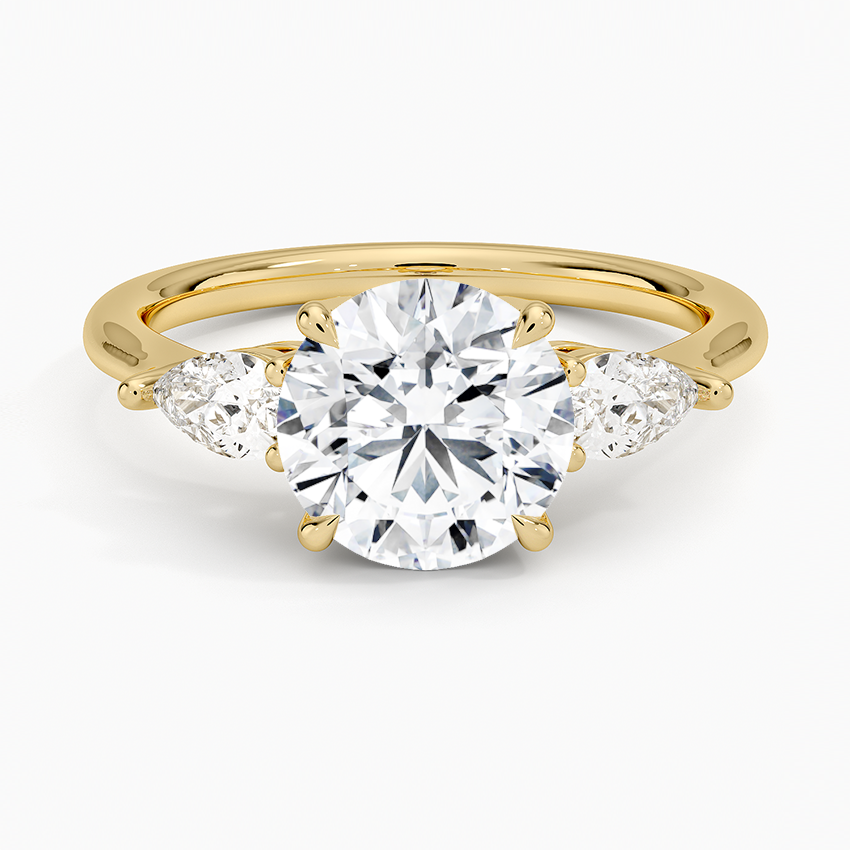 Classic Three Stone Round Cut Moissanite Engagement Ring