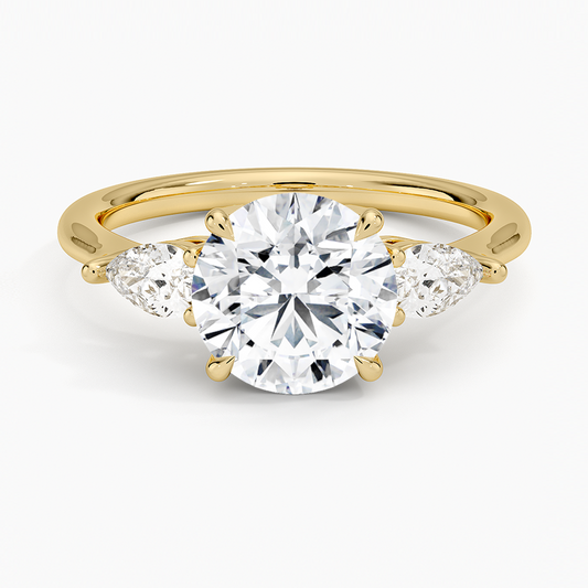 Classic Three Stone Round Cut Moissanite Engagement Ring
