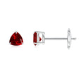 Claw Setting Trillion-Cut Lab-Created Ruby Stud Earrings