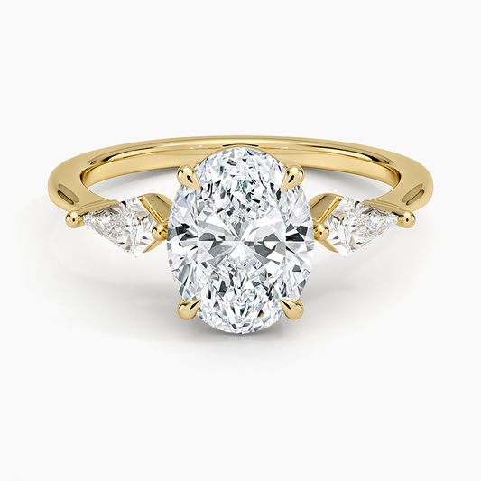 Cometa Oval Cut Three Stone Moissanite Engagement Ring