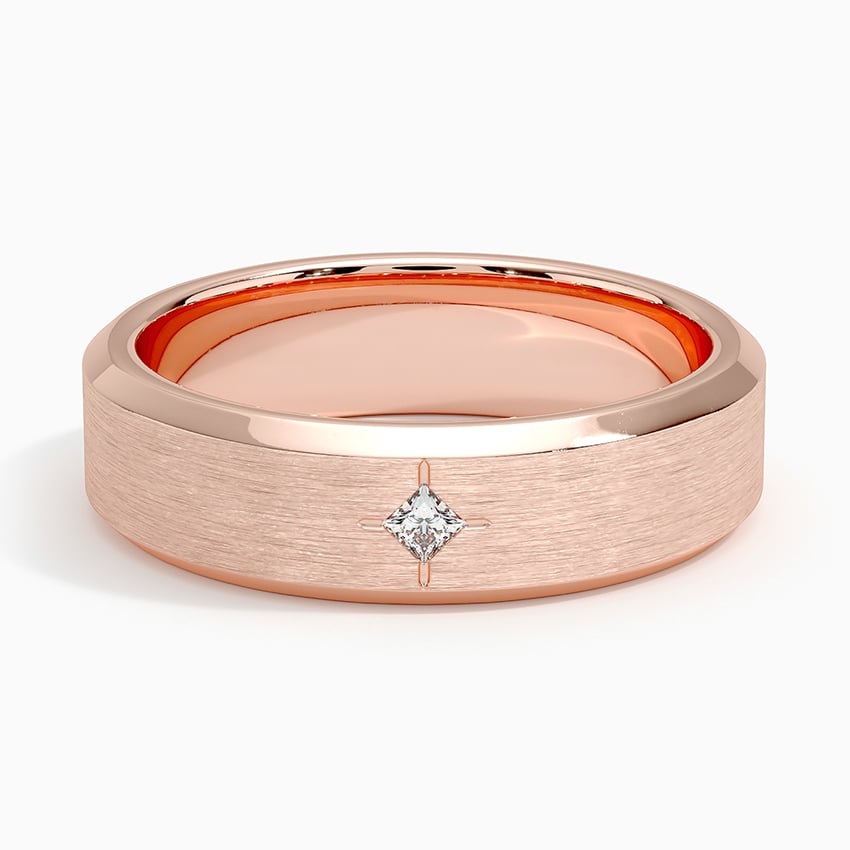 6.0 mm Compass-Set Princess Moissanite Matte Men’s Wedding Band