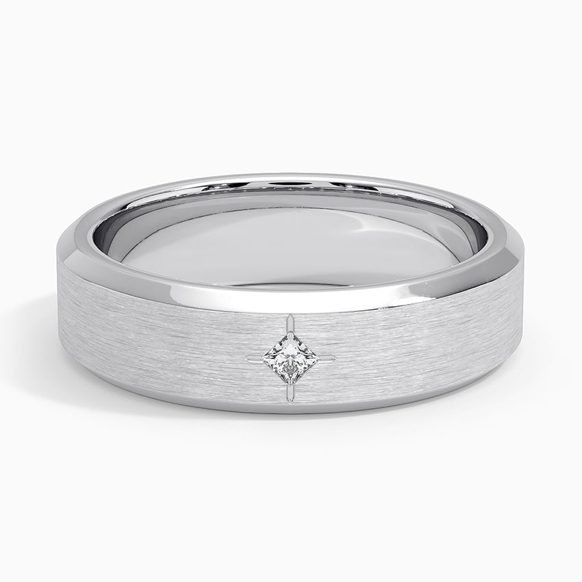 6.0 mm Compass-Set Princess Moissanite Matte Men’s Wedding Band