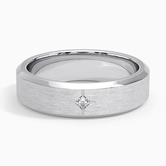 6.0 mm Compass-Set Princess Moissanite Matte Men’s Wedding Band