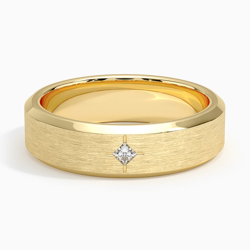 6.0 mm Compass-Set Princess Moissanite Matte Men’s Wedding Band