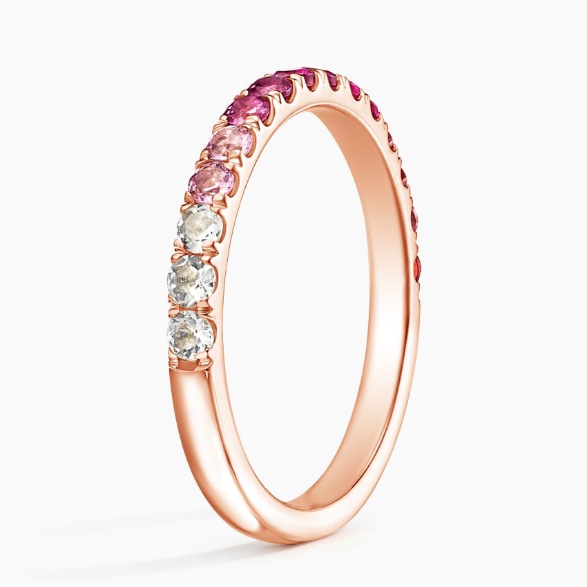 Crimson Bloom Ombre Half Eternity Gemstone Wedding Band-2.0 mm