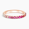 Crimson Bloom Ombre Half Eternity Gemstone Wedding Band-2.0 mm