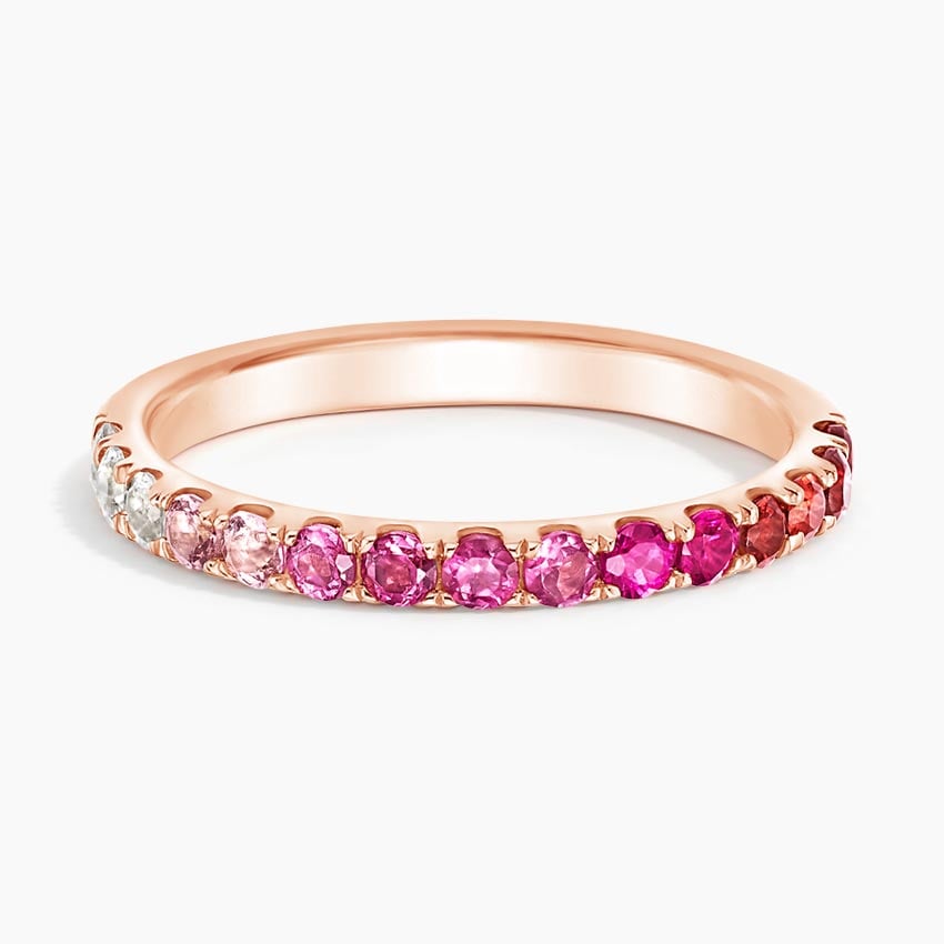 Crimson Bloom Ombre Half Eternity Gemstone Wedding Band-2.0 mm