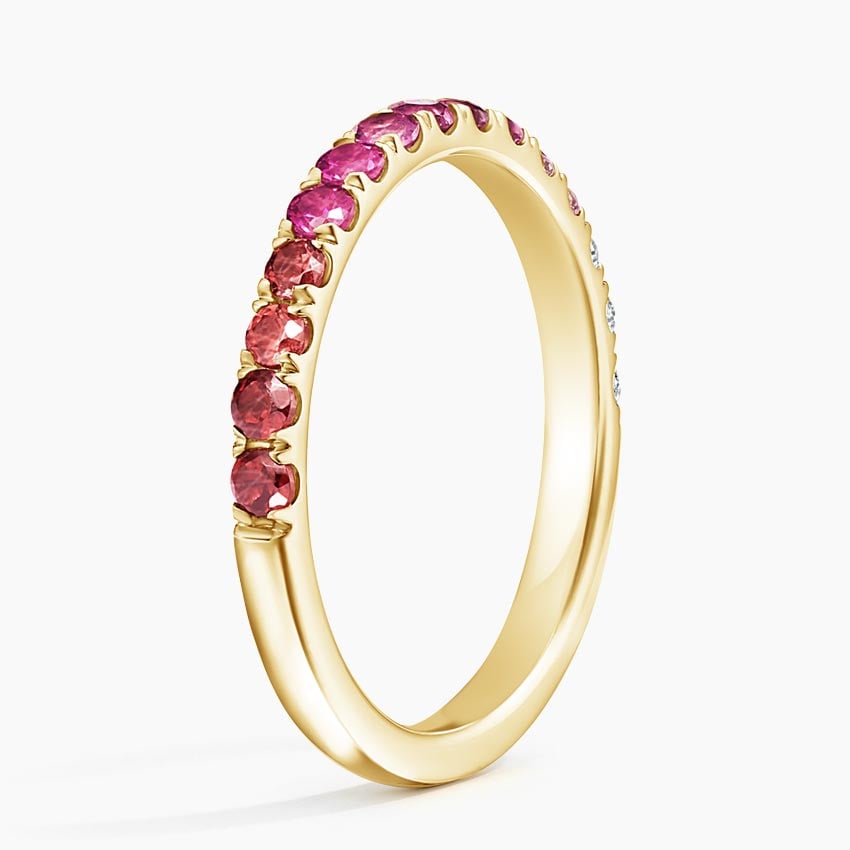 Crimson Bloom Ombre Half Eternity Gemstone Wedding Band-2.0 mm