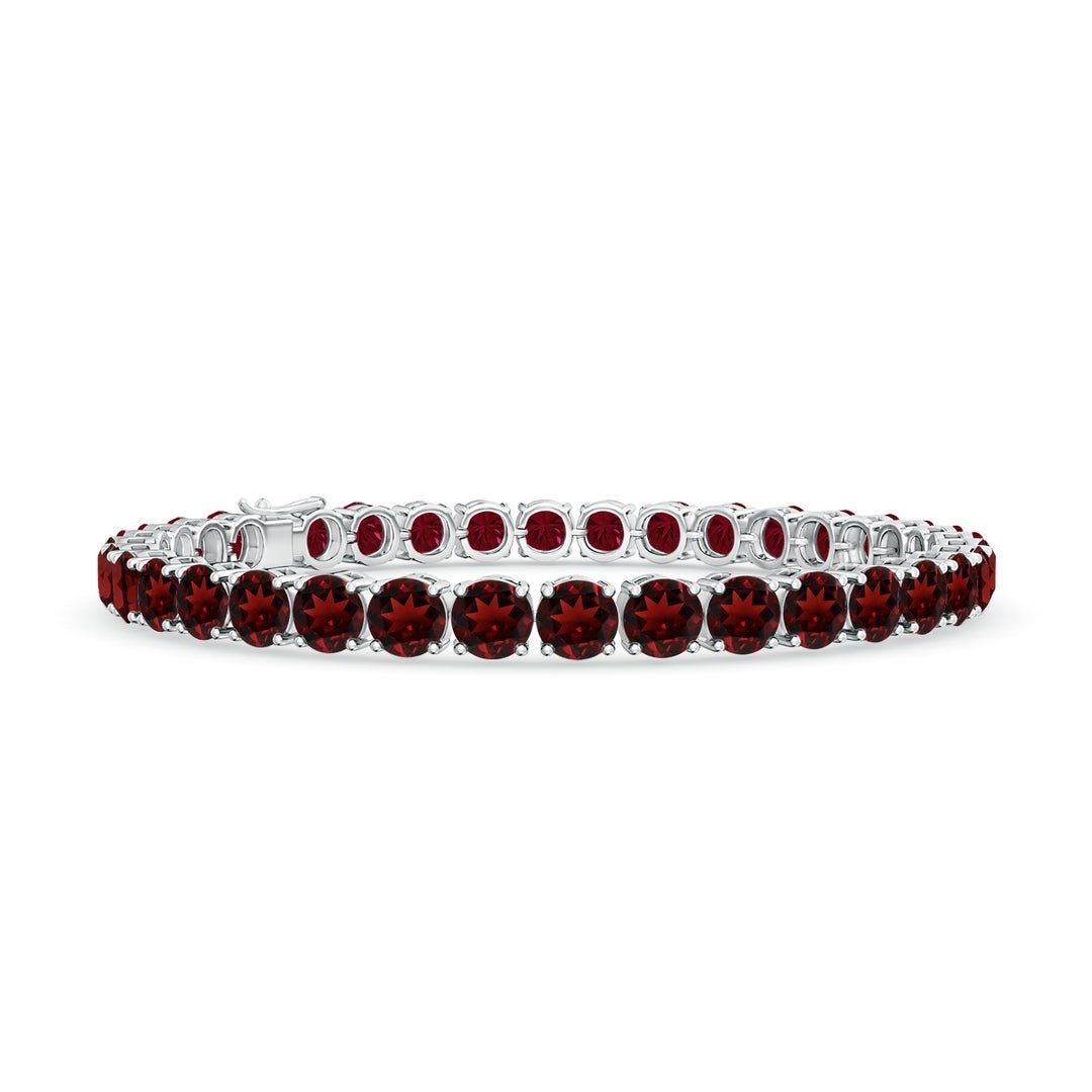 Crimson Glow Round Garnet Tennis Bracelet