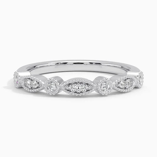 Crown-Inspired Moissanite Accent Wedding Band