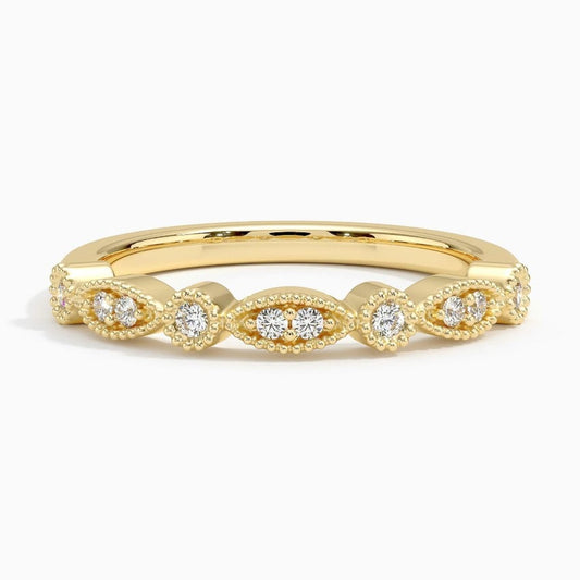 Crown-Inspired Moissanite Accent Wedding Band