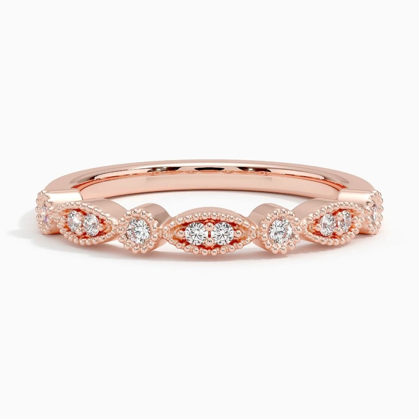 Crown-Inspired Moissanite Accent Wedding Band