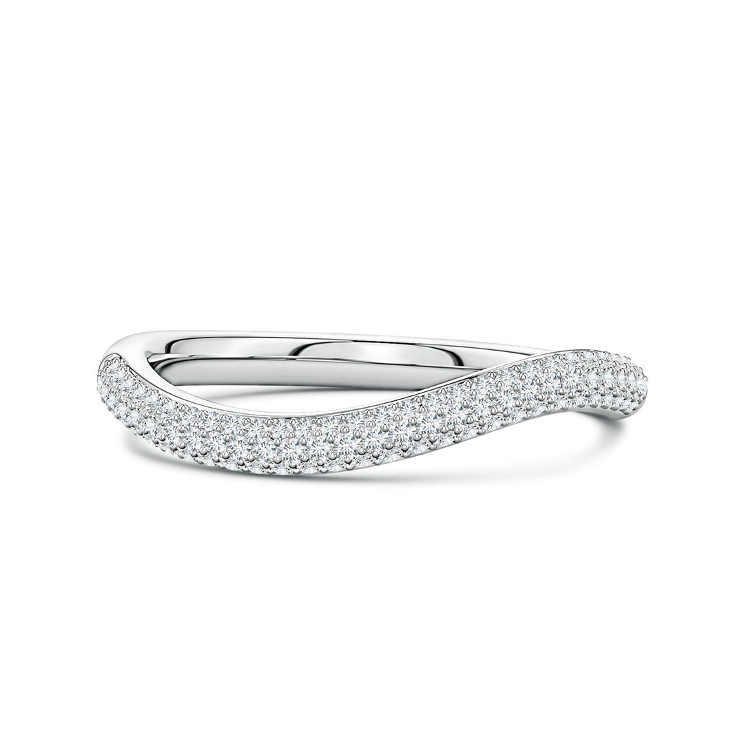 Curved Pavé Moissanite Stackable Wedding Band - 3.0 mm