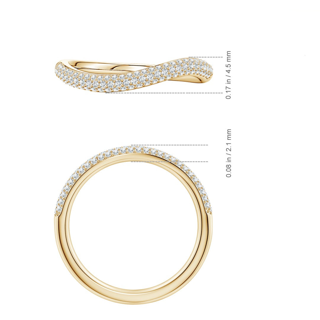 Curved Pavé Moissanite Stackable Wedding Band - 3.0 mm