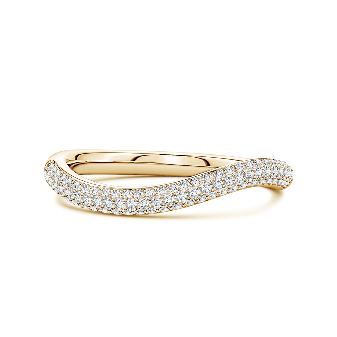 Curved Pavé Moissanite Stackable Wedding Band - 3.0 mm
