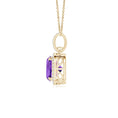 Cushion Amethyst Necklace with Moissanite Accent Pendant