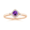 Cushion-Cut Amethyst with Bypass Moissanite Halo Promise Ring