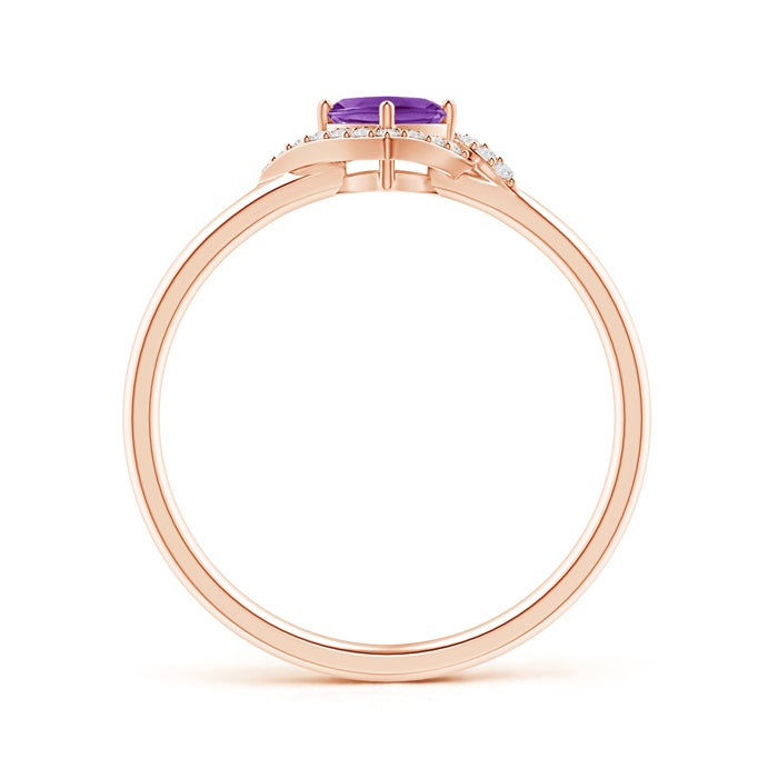 Cushion-Cut Amethyst with Bypass Moissanite Halo Promise Ring