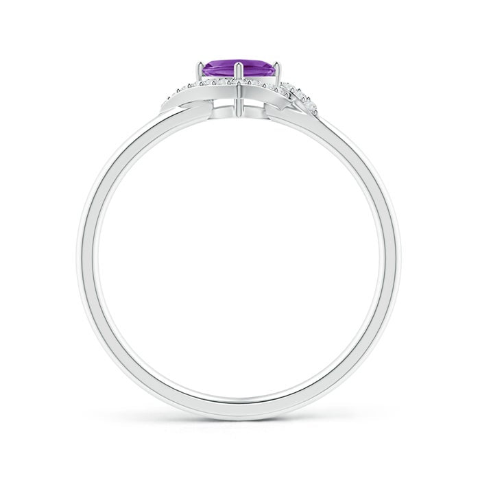 Cushion-Cut Amethyst with Bypass Moissanite Halo Promise Ring