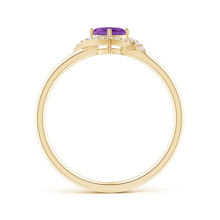 Cushion-Cut Amethyst with Bypass Moissanite Halo Promise Ring