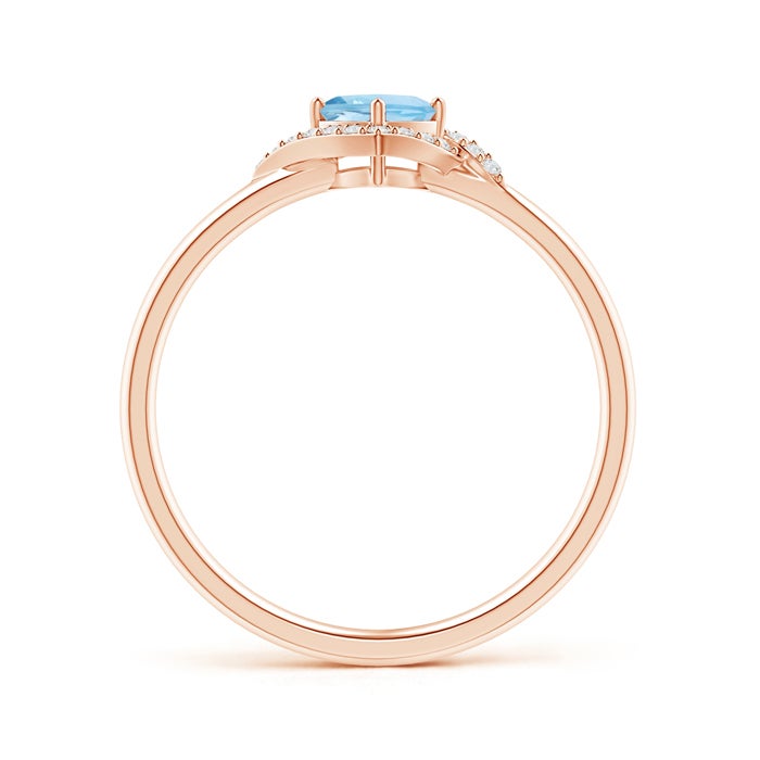 Cushion-Cut Aquamarine with Bypass Moissanite Halo Promise Ring