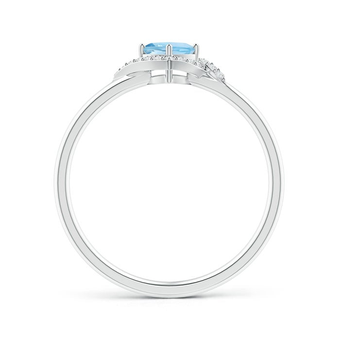 Cushion-Cut Aquamarine with Bypass Moissanite Halo Promise Ring