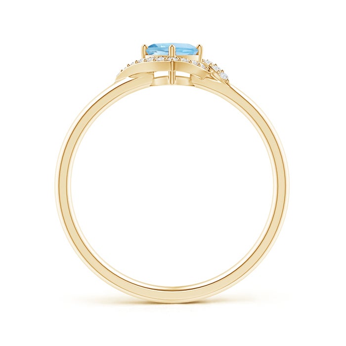 Cushion-Cut Aquamarine with Bypass Moissanite Halo Promise Ring