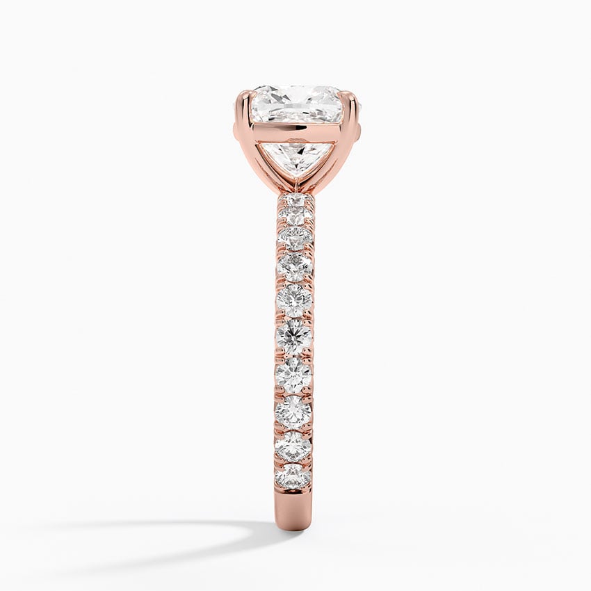 Cushion Cut French Pavé Flush-Fit Moissanite Engagement Ring