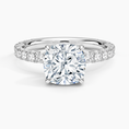 Cushion Cut French Pavé Flush-Fit Moissanite Engagement Ring