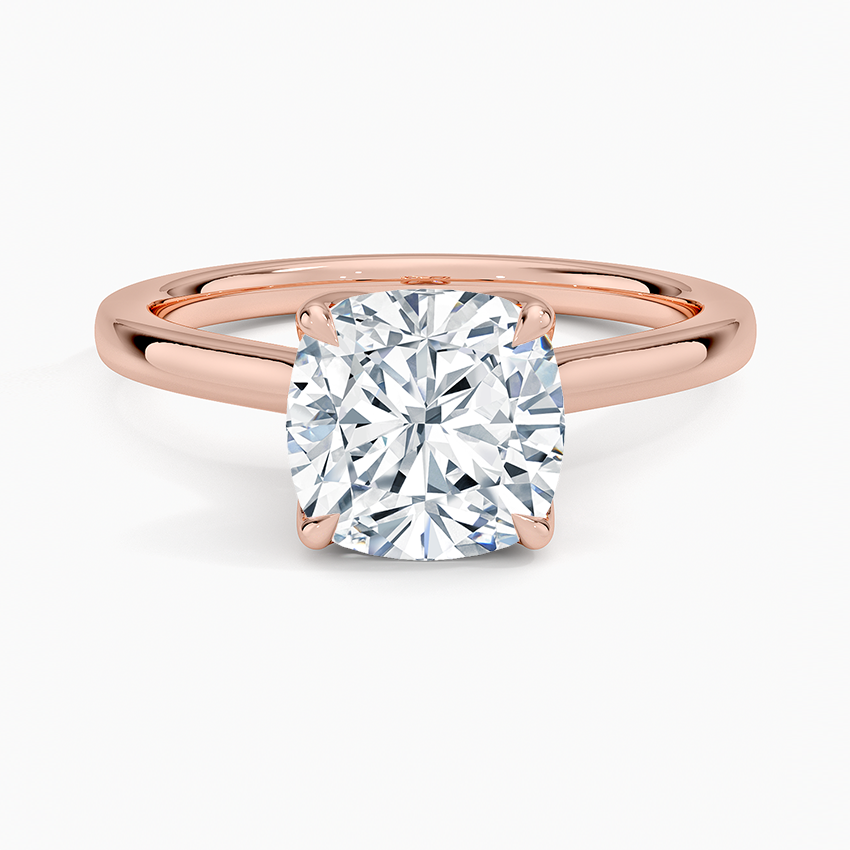 Cushion Cut Petal Prong Solitaire Moissanite Engagement Ring