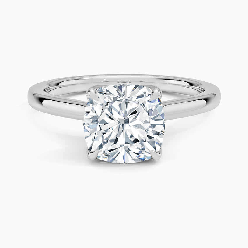 Cushion Cut Petal Prong Solitaire Moissanite Engagement Ring