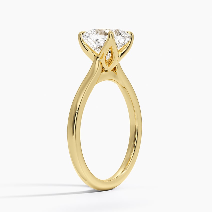 Cushion Cut Petal Prong Solitaire Moissanite Engagement Ring