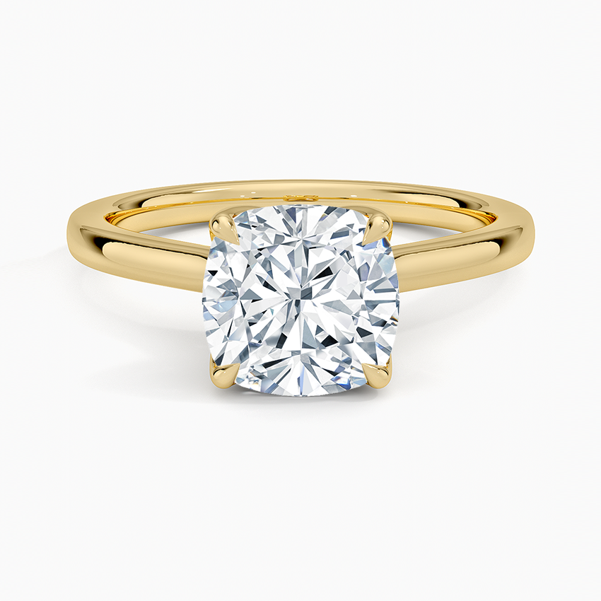 Cushion Cut Petal Prong Solitaire Moissanite Engagement Ring