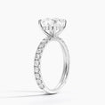 Cushion Cut Three-Quarter Pavé Band Moissanite Engagement Ring with Hidden Halo