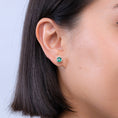 Cushion-Cut Lab-Created Emerald Halo with Moissanite Stud Earrings