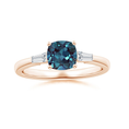 Cushion Lab Alexandrite with Bar-Set Tapered Baguette Moissanite Engagement Ring