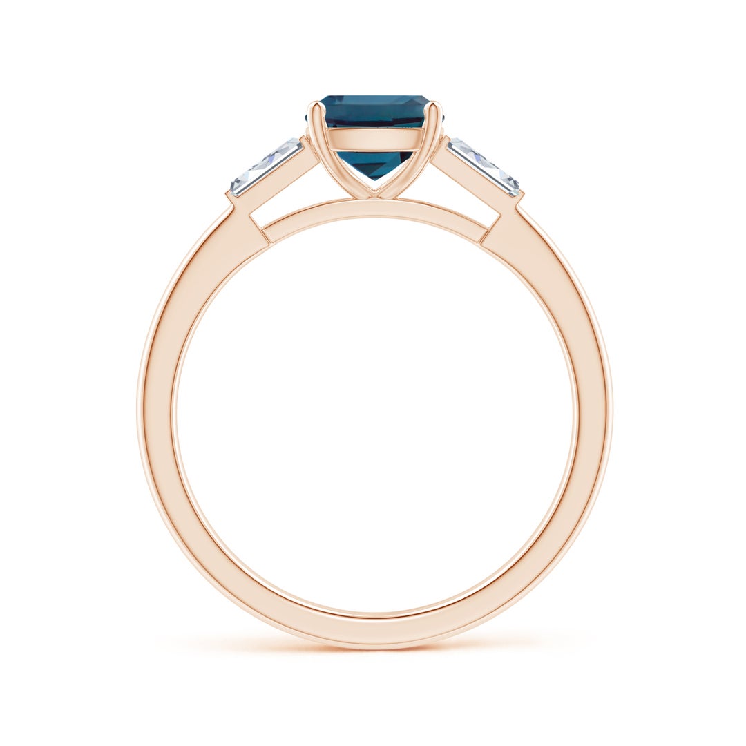 Cushion Lab Alexandrite with Bar-Set Tapered Baguette Moissanite Engagement Ring