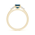 Cushion Lab Alexandrite with Bar-Set Tapered Baguette Moissanite Engagement Ring