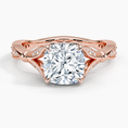 Cushion Moissanite Floral Openwork Cathedral Engagement Ring